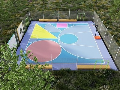 现代篮球场 半篮球场