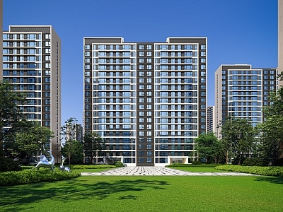 现代高层住宅 小区 住宅景观 住宅外立面