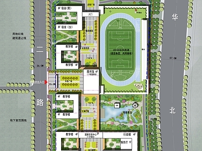现代学校建筑 国际高中平面图 高中平面图 高中单体平面图 施工图