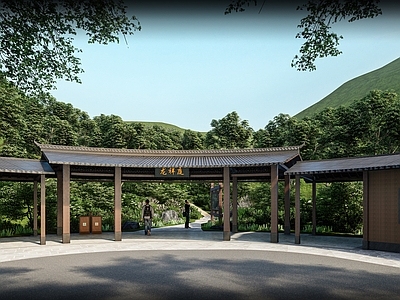 中式新中式入口大门 景区入口大门 形象入口