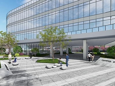 现代极简办公园区景观 产业园