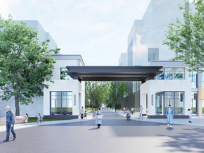 现代小区建筑 现代小区大门 小区入口 小区大门改造 新中式大门