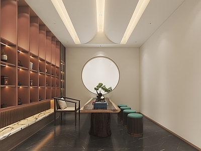新中式茶叶店 新中式茶室茶台