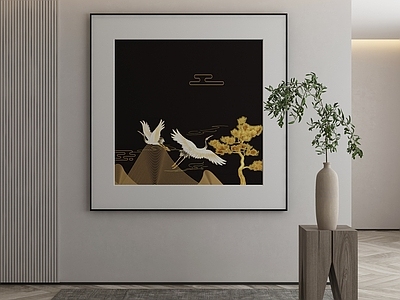 新中式侘寂挂画 油画 书房挂画 茶室挂画 客厅挂画 玄关挂画