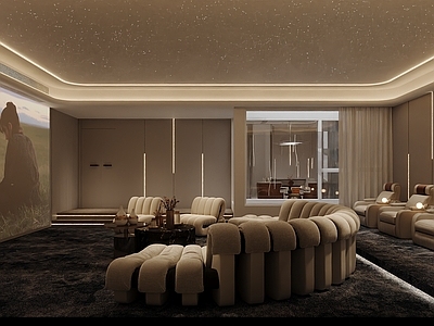 现代极简影音室 地下室 影音室 现代 极简