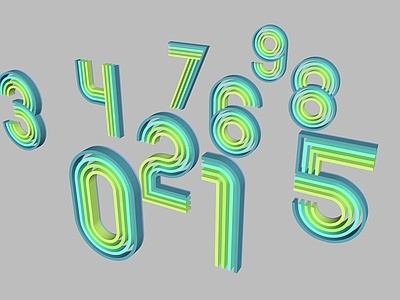 现代挂件 数字标识 数字指示牌 数字墙饰 数字科技线条 创意数字