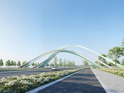 现代入口大门 城市公路大门 形象门头 标识大门 入口节点 江景区大门