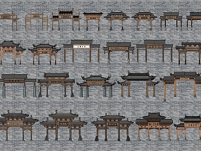现代新中式牌坊牌楼 牌坊 牌楼 入口大门 大门 寨门