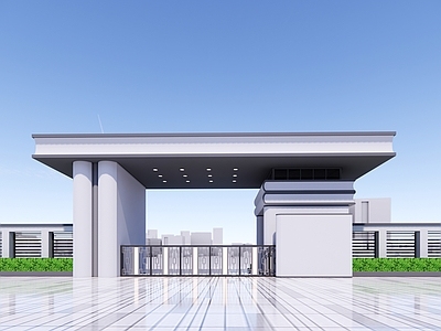 现代简约学校建筑 学校大门 形象大门 书本造型大门