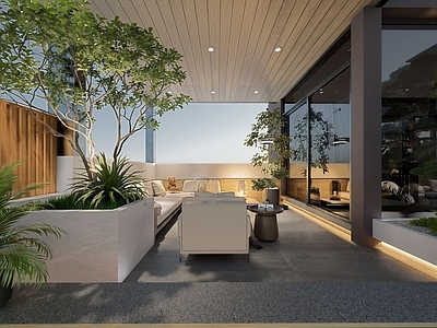 轻奢现代屋顶花园 屋顶花园 露台 庭院