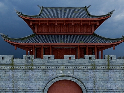 中式极简古建筑 古建 城门 城墙 古城 古建寺庙