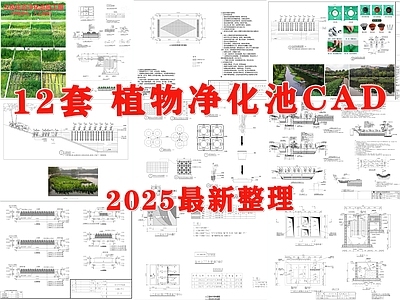 景观节点 生态浮岛 植物净化池 人工湿地 海绵城市 浮床 施工图