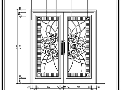 现代轻奢门 入房门 别墅大门 钢化玻璃门 木门 双开门立面图 施工图
