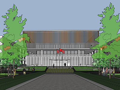 现代学校建筑 中小学 教学楼学校