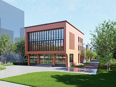 现代小公建 红砖 办公