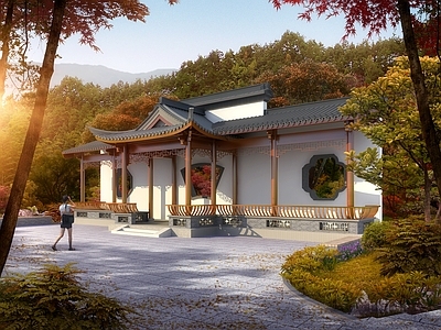 中式新中式亭子 四角亭 亭廊 歇山亭 半亭 连廊