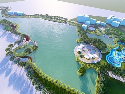 现代景观公园 景观公园 滨水公园 儿童游乐场 休闲卡座 环湖公园