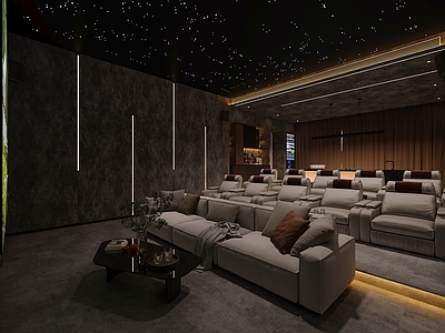 现代意式影音室 现代影音室 家庭应用 影音室酒柜吧台 按摩休闲椅 意式影音室