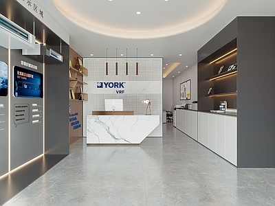 现代家居专卖店 约克空调 约克门头 空调展厅 新风系统 外机