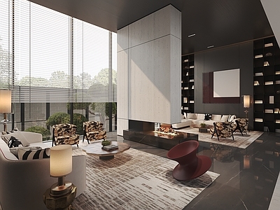 新中式现代售楼处 售楼处洽谈区 洽谈区 VIP洽谈区