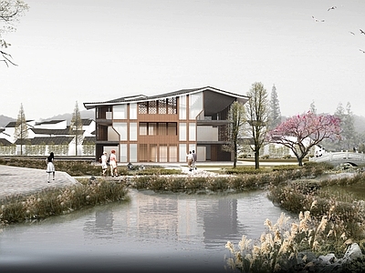 中式新中式服务中心 中式建筑 文旅