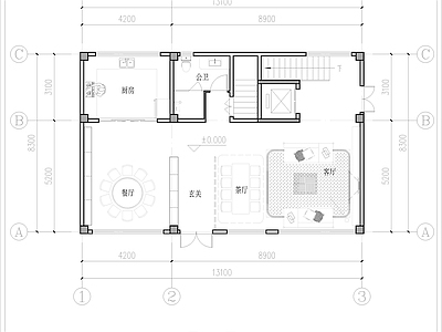 现代别墅建筑 三层独栋别墅平面 自建房平面 占地191平 建筑面积307平 电梯 施工图
