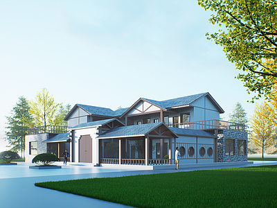 中式乡村民房 新农村 四合院 自建住宅 中式