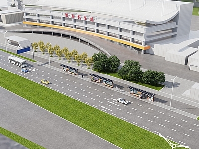 现代鸟瞰规划 建筑规划 城市规划 车站 公交站台