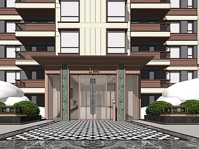 现代新中式多层住宅 现代简新中式门厅