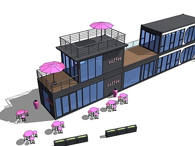 现代风格建筑 咖啡网红店 装配式建筑 集装箱建筑