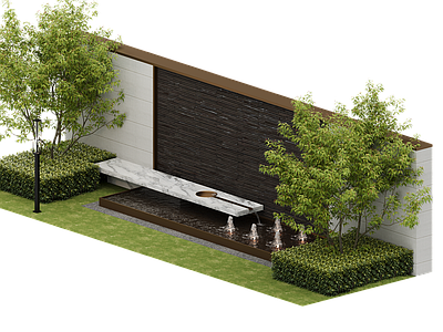 现代新中式景墙 庭院景墙 入口景墙 山水景墙 流水景墙 水景