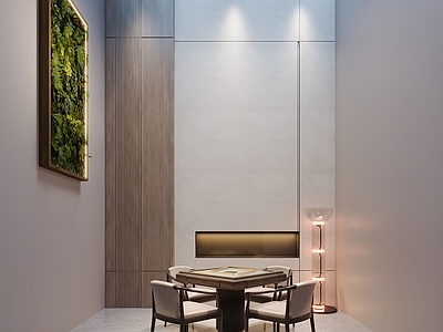 现代健身房 地下室 天井 健身区 棋牌室 旱景