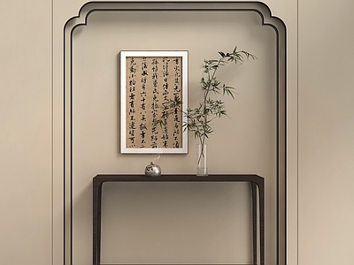 新中式玄关柜 新中式背景墙玄关