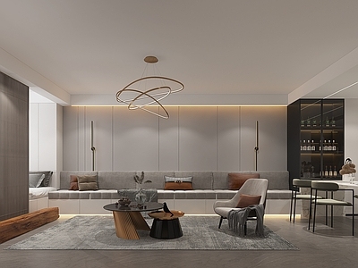现代公寓 小户型公寓 客厅餐厅卧室 厨房