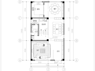 现代别墅建筑 三层独栋别墅平面 自建房平面 占地104平 建筑面积297平 施工图