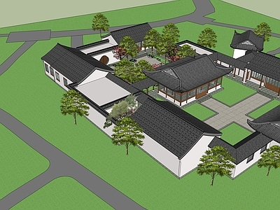 中式新中式古建筑 四合院 江南园林 苏州园林