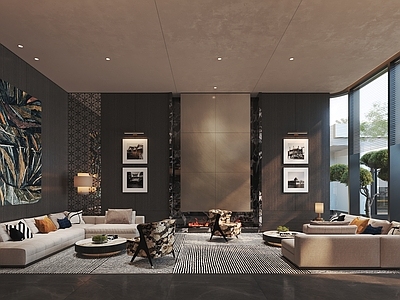 新中式现代售楼处 售楼处洽谈室 VIP洽谈室