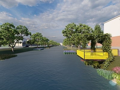 现代其他景观小品 河道景观 景观平台 观景台 景观小品