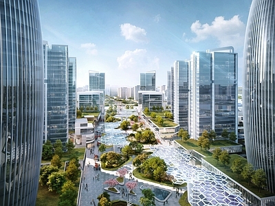 现代办公楼 高层办公楼 中轴景观 研发大楼 产研基地 国际金融中心