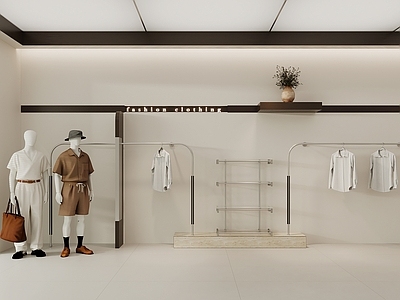 极简中古服装店 男装店 服装店橱窗 直播间 服饰货架 男装假人模特