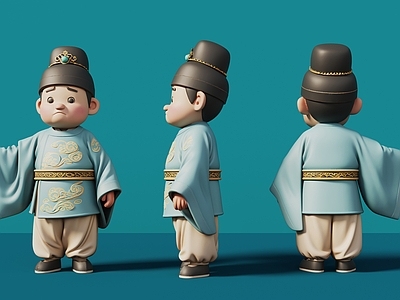 男人 中国古代卡通 幼年唐朝男子