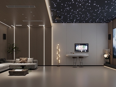 现代影音室 地下室 影音室 星空顶