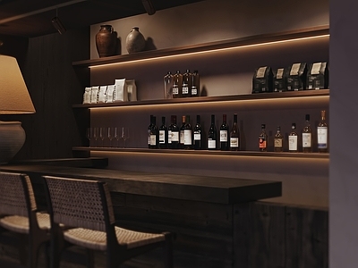 侘寂中古酒吧 诧寂风 酒吧 吧台 卡座