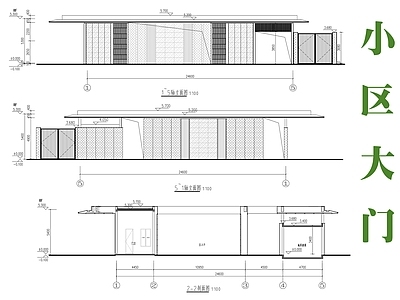 现代其他建筑 小区大门 住宅门头 小区出入口 施工图