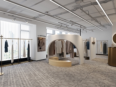 现代轻奢服装店 女装店 服装展示 异形展区 男装店 鞋店