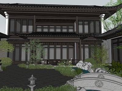 新中式四合院 新中式院落 新中式院落景观设 独栋别墅 私家园林