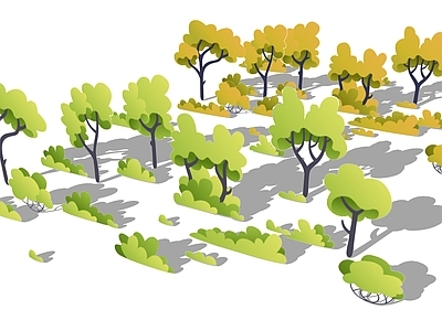 乔木 2D手绘植物 2D分析图 2D概念图 2D卡通 2D景观树