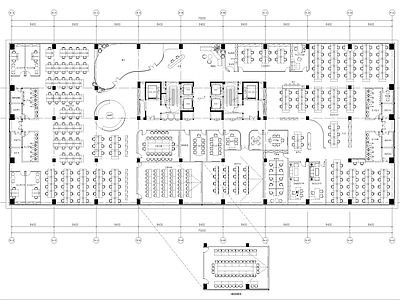 现代开放办公室 2500㎡办公室 平面设计 施工图