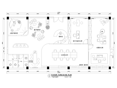 现代整体办公空间 办公空间平面布置 施工图