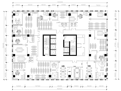 现代开放办公室 办公室平面方案 CA 施工图